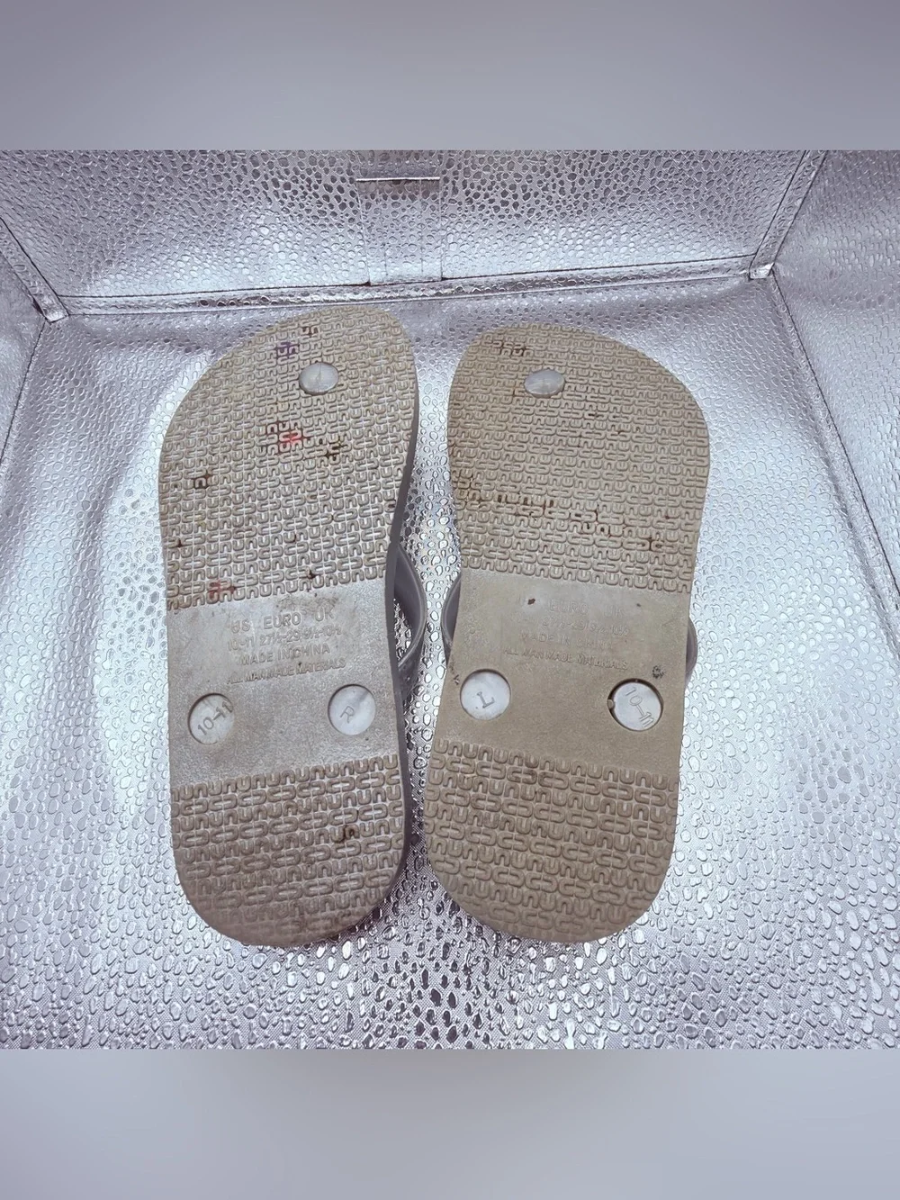 Capelli of New York Silver Strap Flip Flops with Pastel Mosaic Footbed